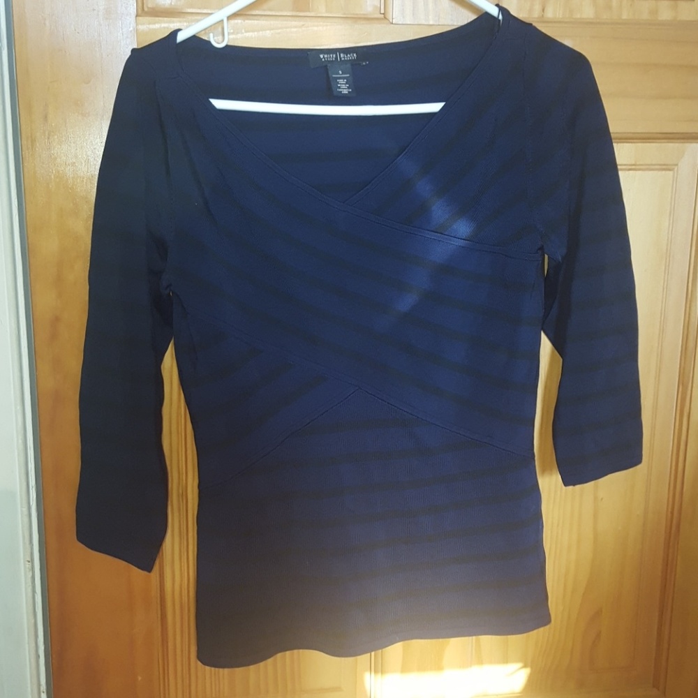 White Black House Market Blouse V-Neck Size Small